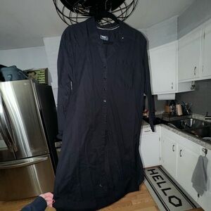 Anthropologie Navy Blue Button Down Dress